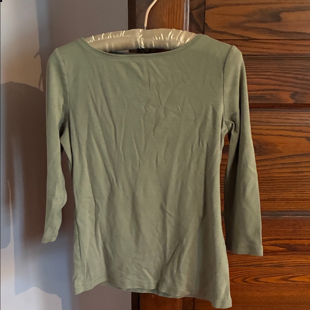 Talbots Olive Green Long Sleeve Scoop Neck Tee